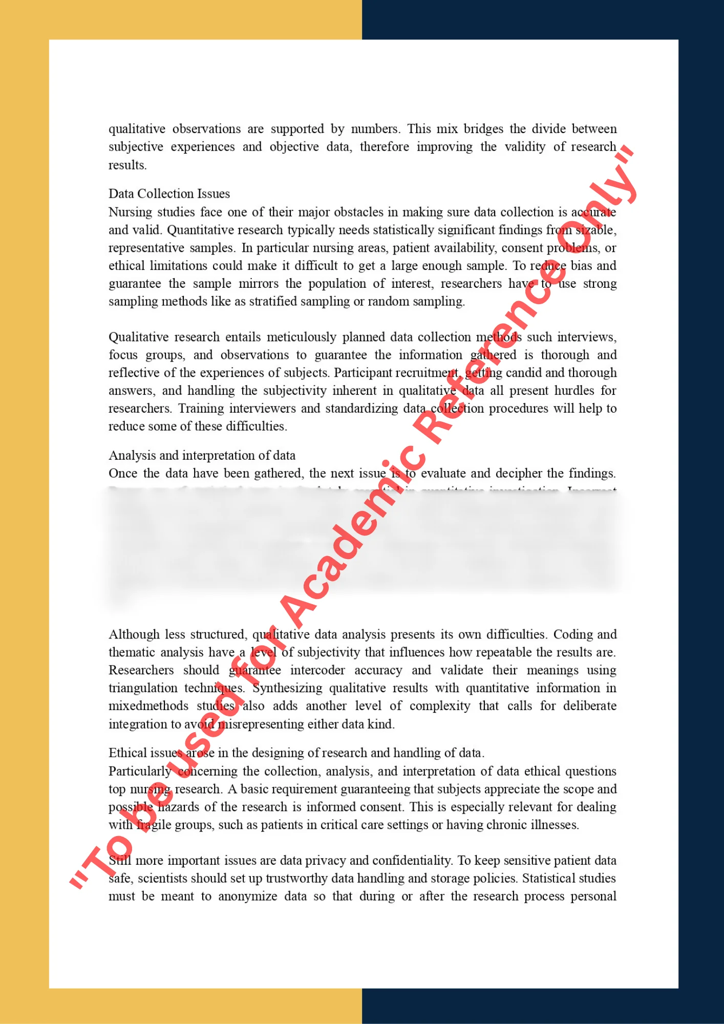 Assignment Sample Of Subject NRS 501 – Nursing Research and Statistics 1